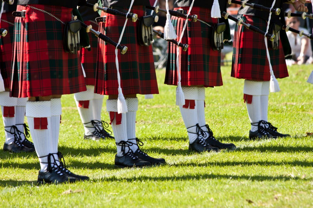 Detail of original Scottish kilts, during Highlands games